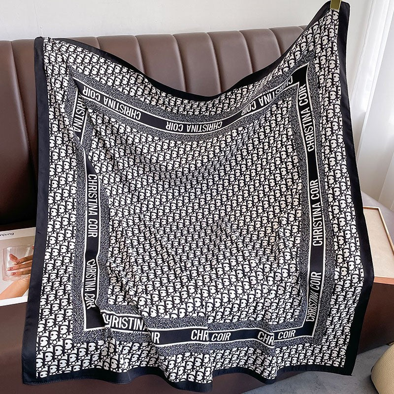 New square scarf, French retro silk scarf, women's twill silk scarf, neck cover, shawl printed scarf, weatherproof