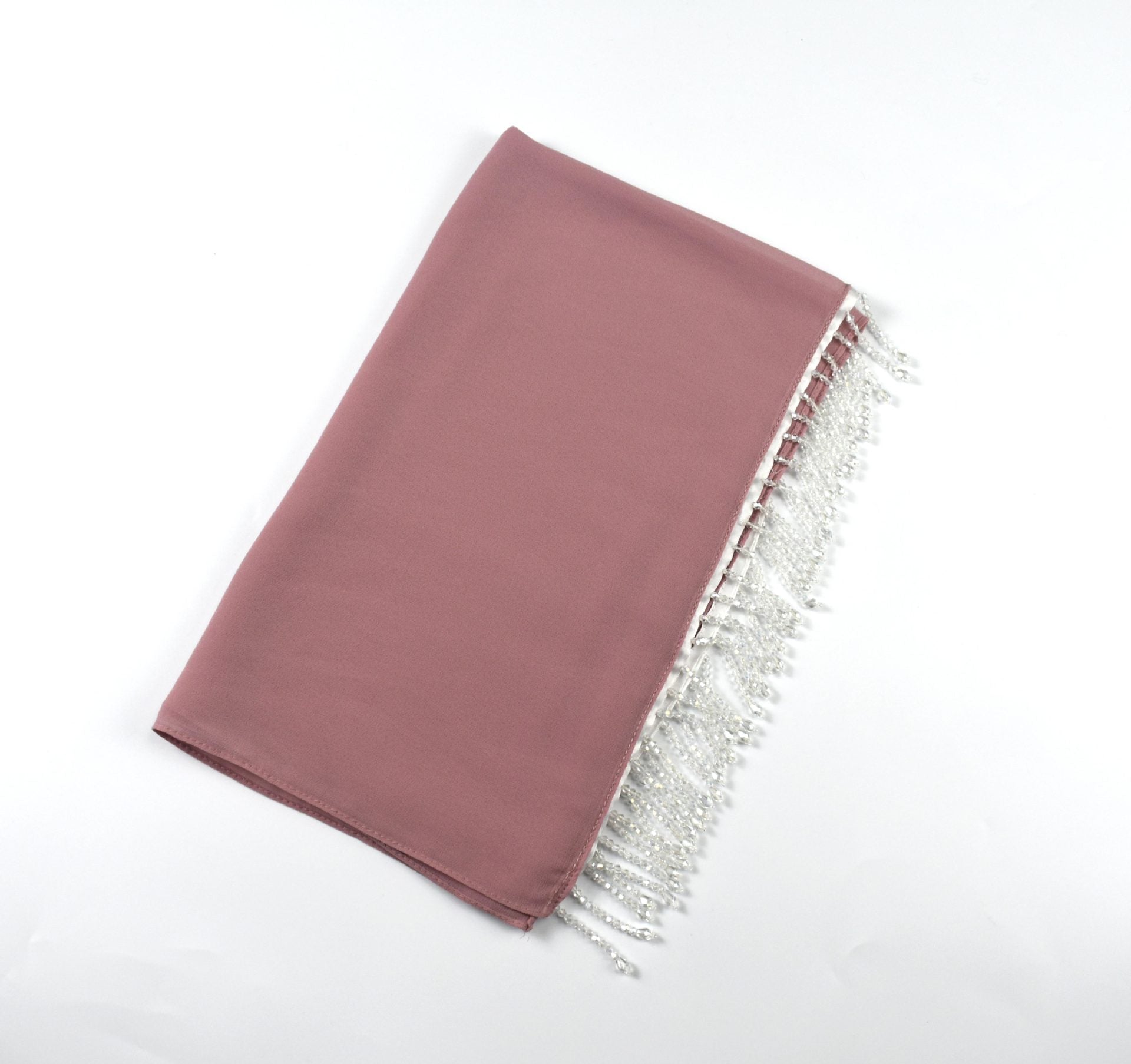 New monochrome pearl chiffon scarf high quality crystal fringed  headscarf chiffon