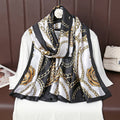 Korean version of the new chain printing temperament versatile fashion scarf, temperament women's high-end sense outer shawl silk scarf