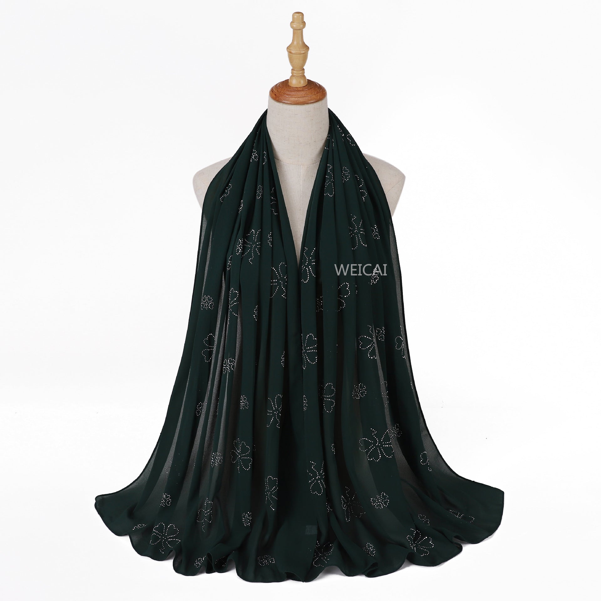 Flower Diamond solid color pearl chiffon scarf Middle East headscarf