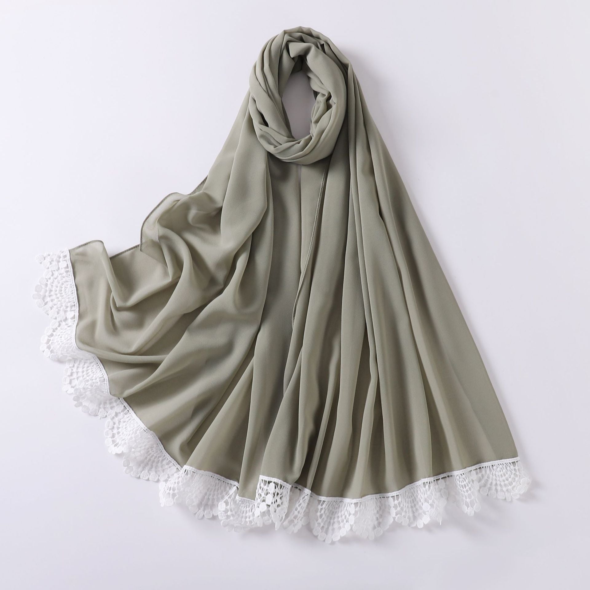 New solid color pearl chiffon lace scarf Middle Eastern headscarf  scarf Malaysia