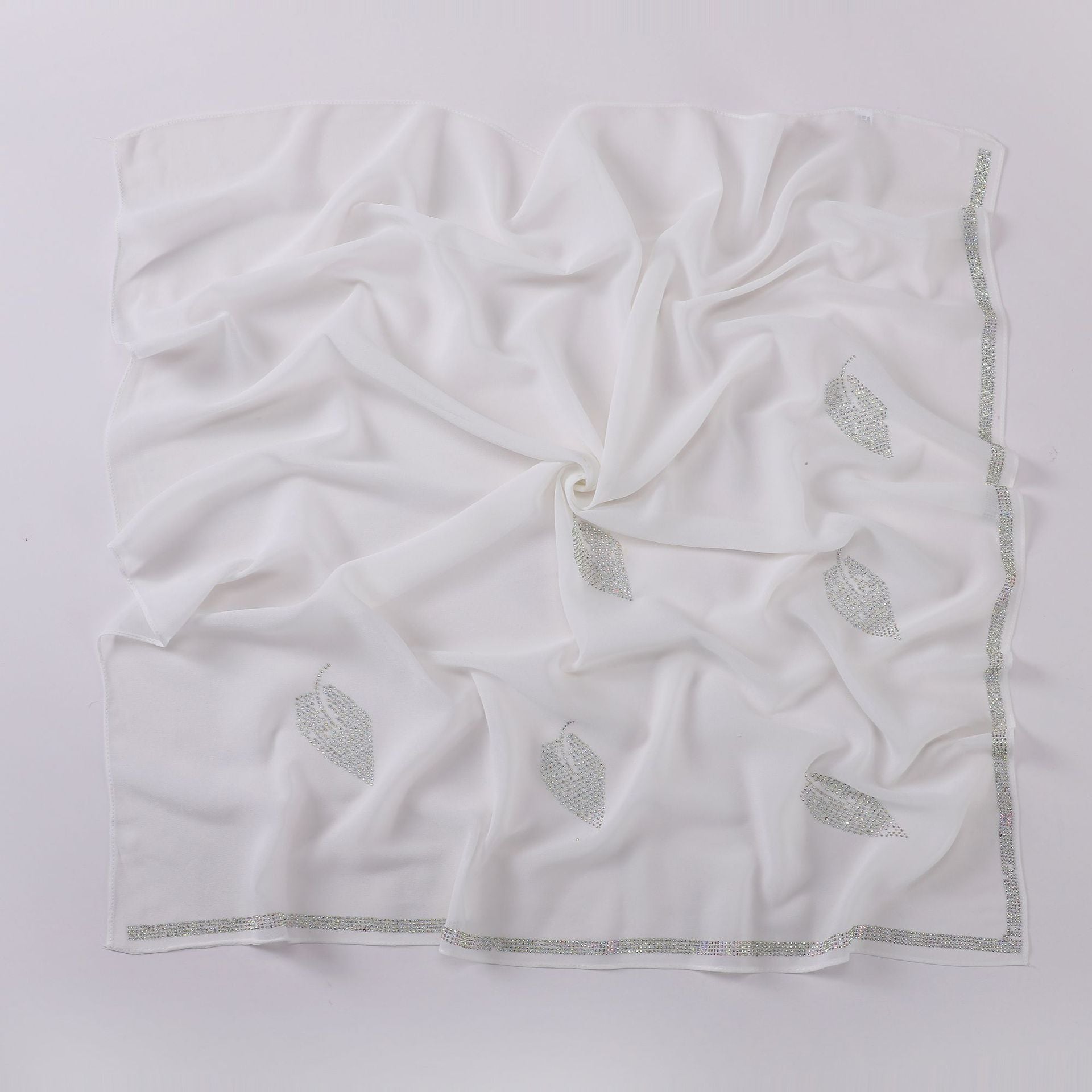 New Pearl Chiffon High Quality Middle East Hot Diamond Square Scarf 90 × 90cm Headscarf