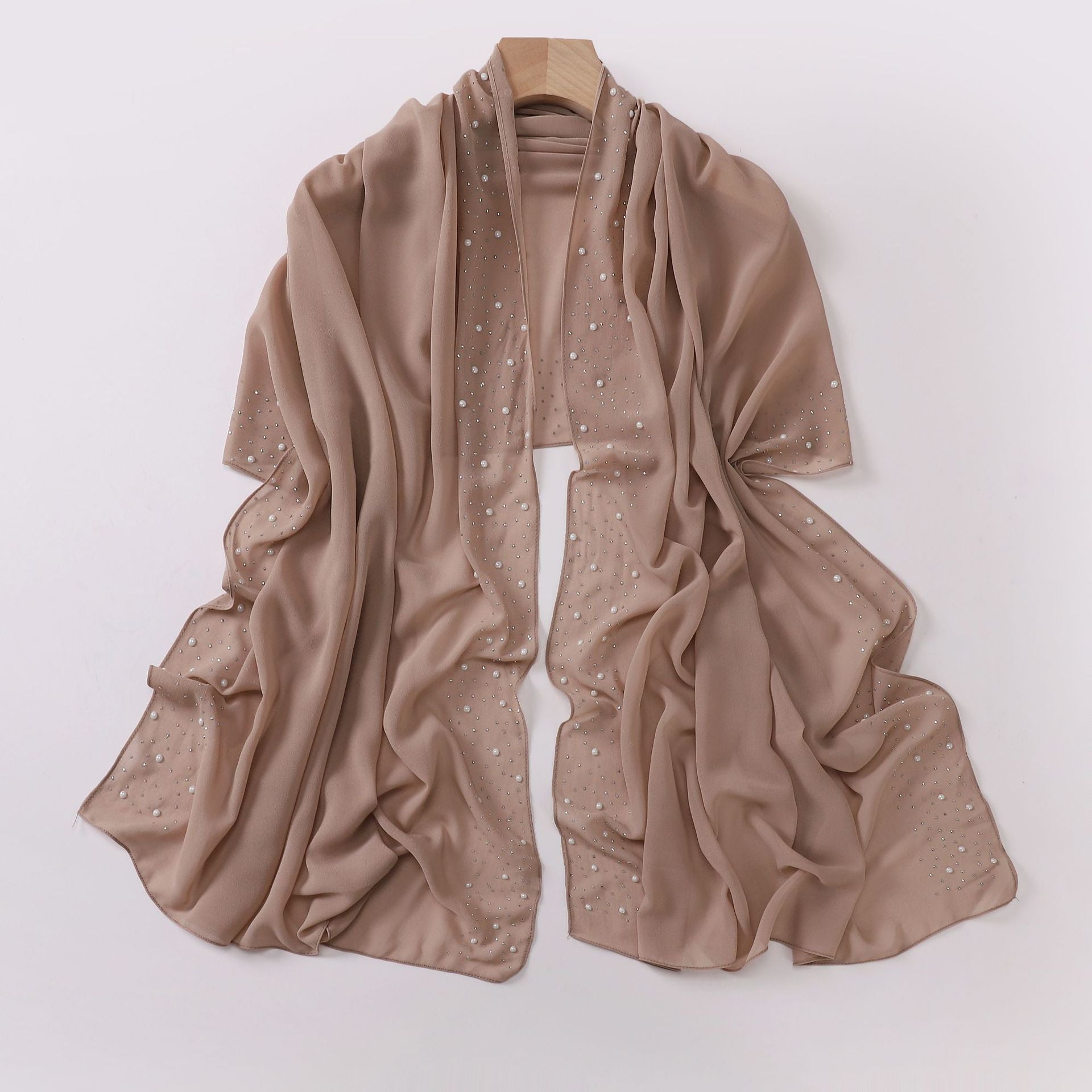 Pearl chiffon both sides ceramic hot diamond Malaysian headscarf Middle East Africa hijab