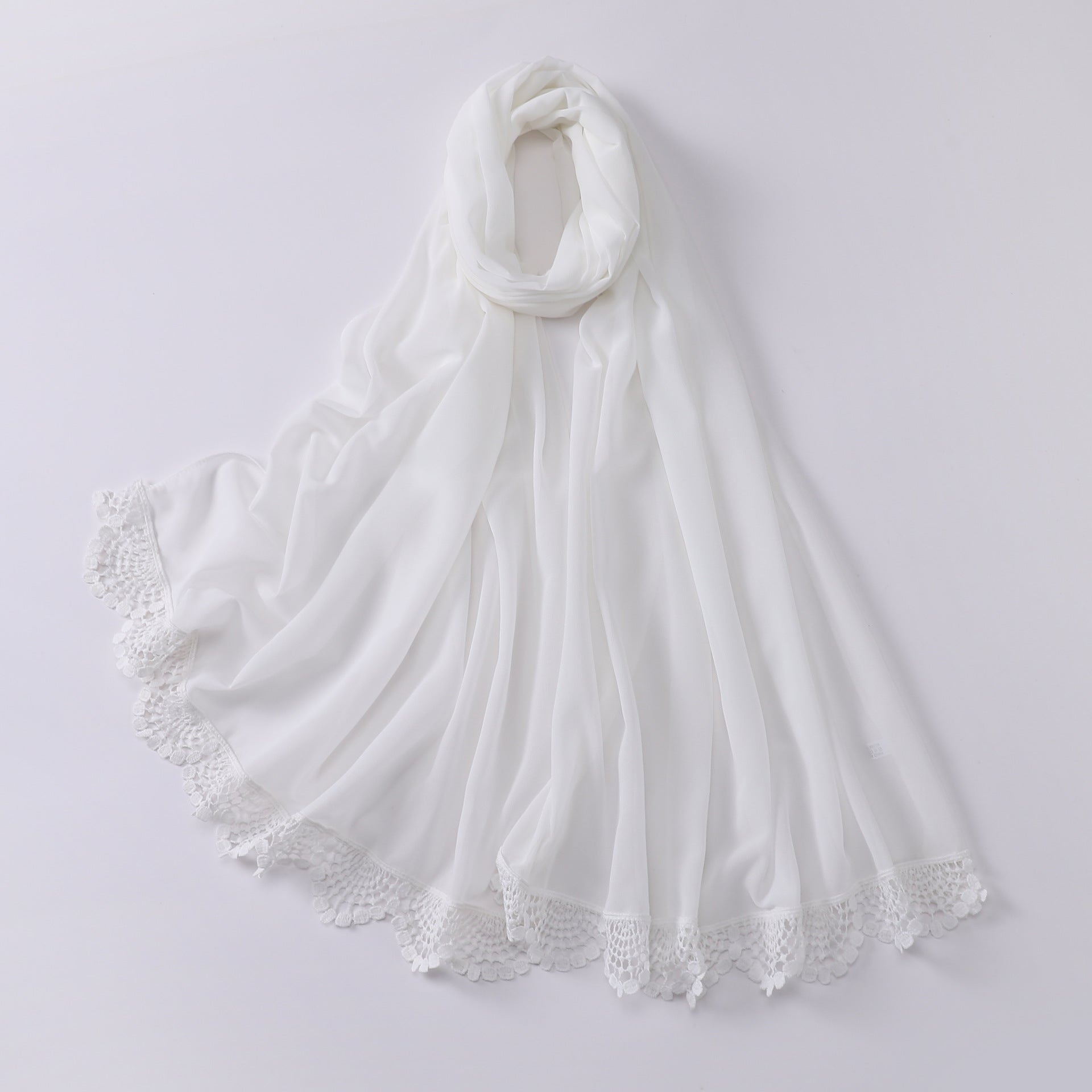 New solid color pearl chiffon lace scarf Middle Eastern headscarf  scarf Malaysia