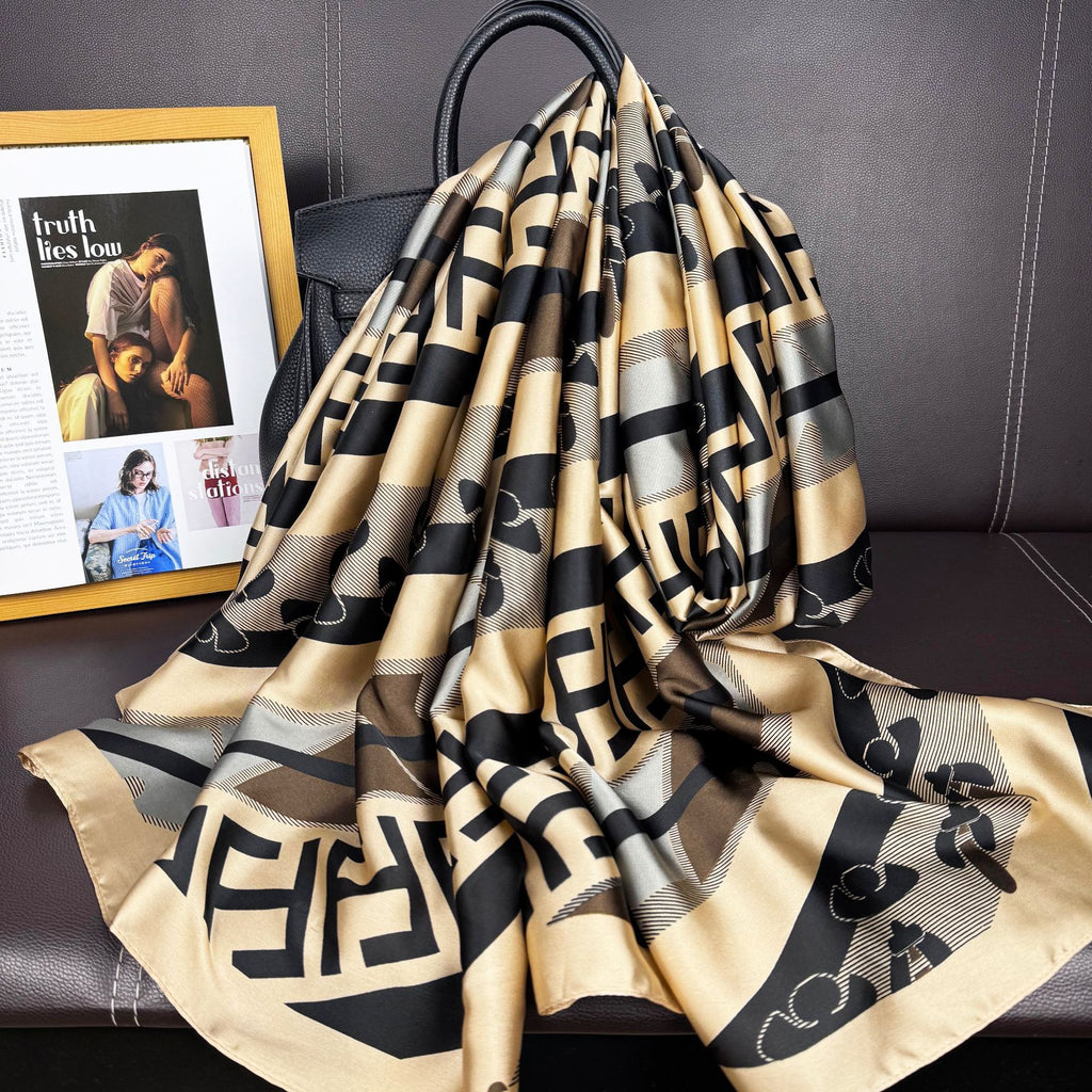 Simple and versatile geometric lines, letter simulation, long driver, fashionable and high-end decoration, outer shawl and scarf.