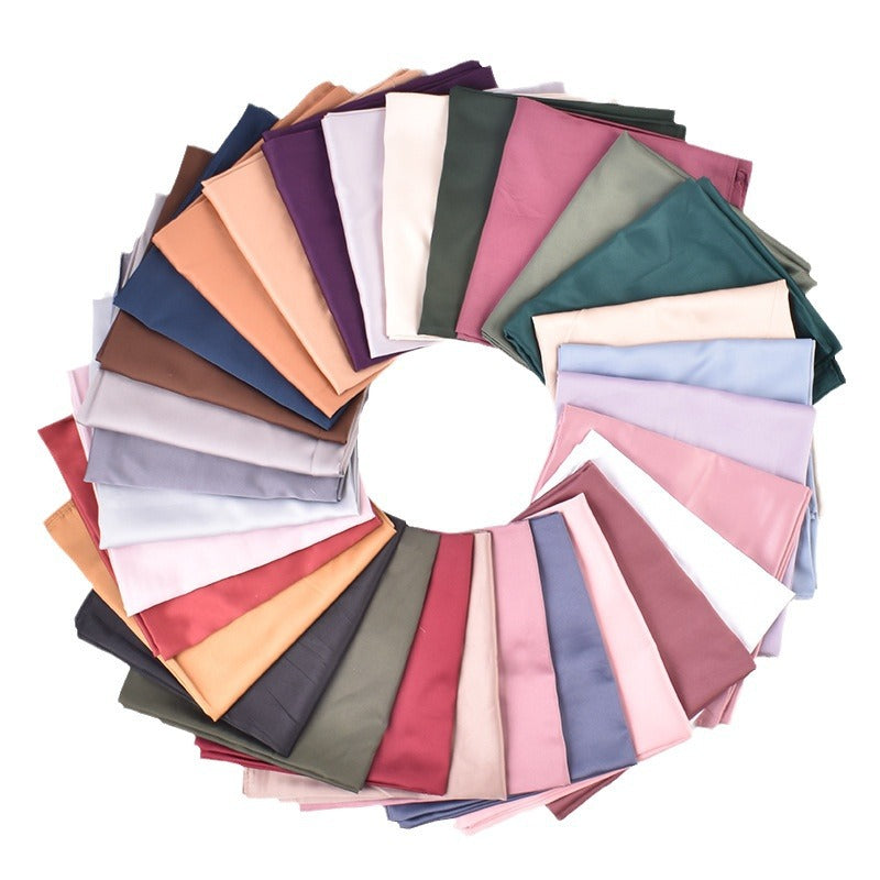 Autumn and winter new Malaysian imitation silk matte satin monochrome solid color 90 plain simple square towel batch