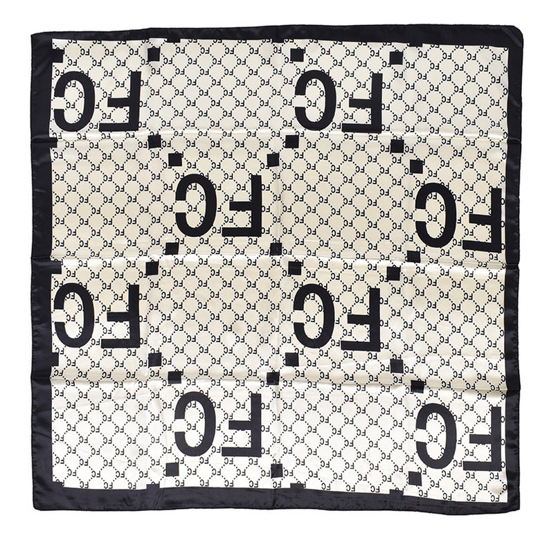New fashionable rhombus letter pattern printing 90-satin large square towel, headscarf
