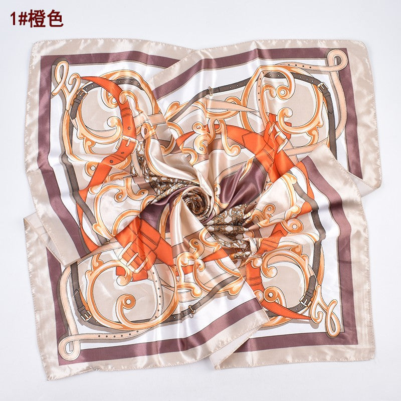 Classic chain printing imitation silk 90 satin women's versatile decorative large square scarf scarf headscarf