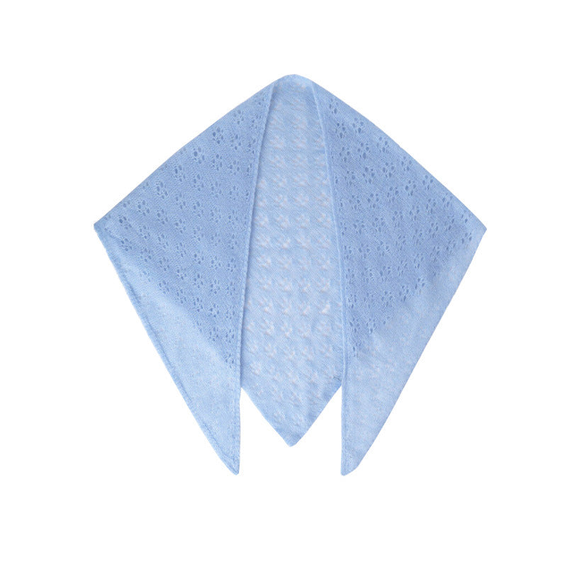 Korean designer 100% pure wool triangle scarf women's autumn and winter hollow girl atmosphere wool small scarf