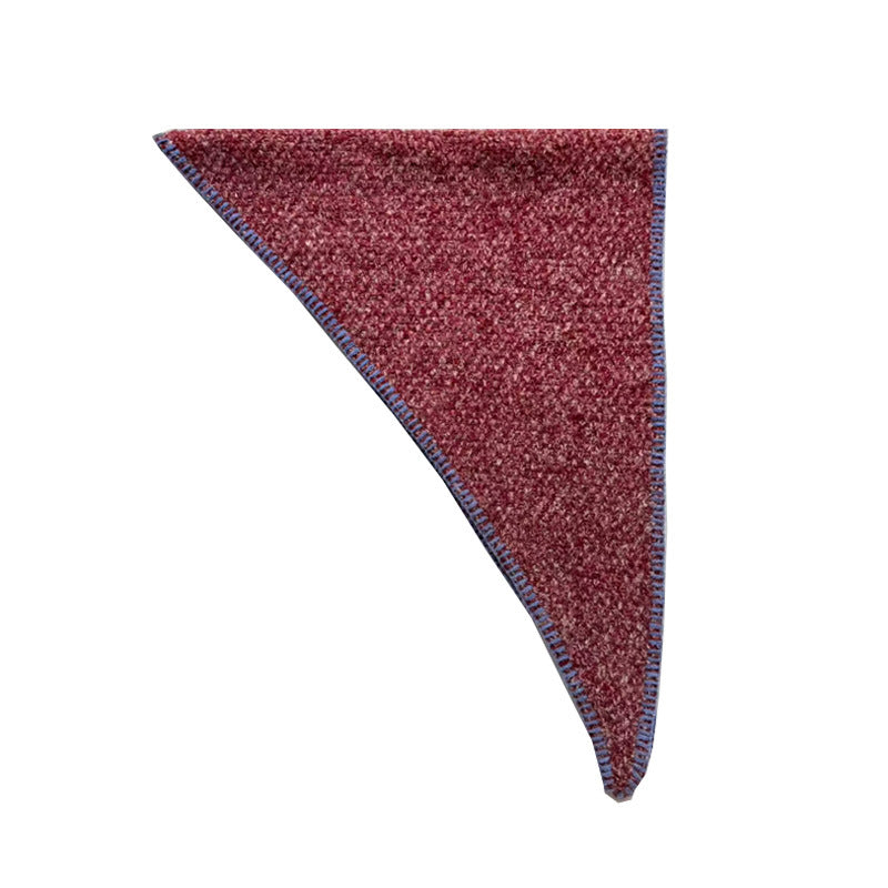 Wool blended flower-clipped knitted triangle scarf women's autumn and winter retro edge-locked warm wool small scarf scarf