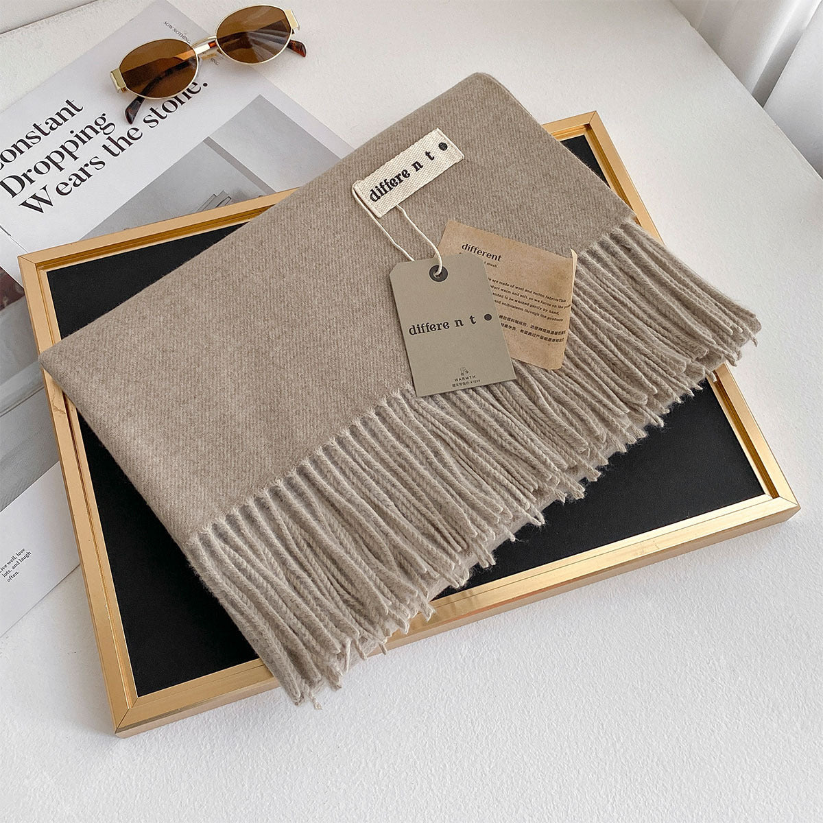 2025 Winter Imitation Cashmere Solid Color Scarf Women's Medium and Long Warm Scarf Shawl