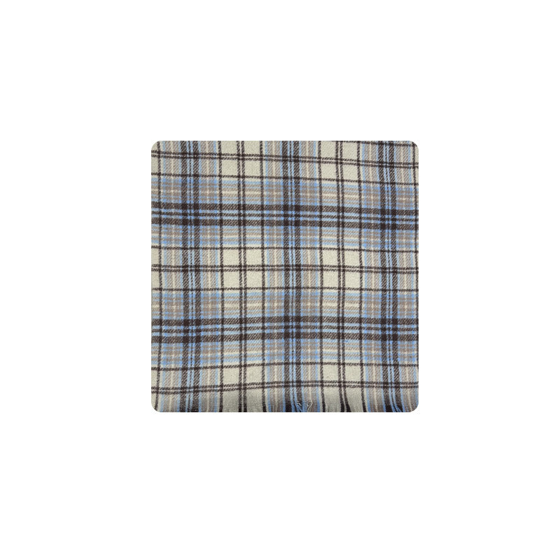 Designer Classic Beige Oatmeal Latte Plaid Scarf Female Autumn and Winter Student Soft Warm Wool Scarf