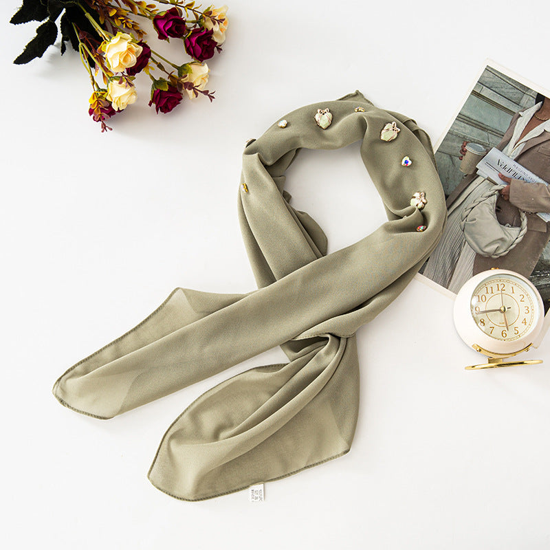 New pearl chiffon 90CM square scarf Malaysia Muslim Headscarf Hijab Bubble chiffon