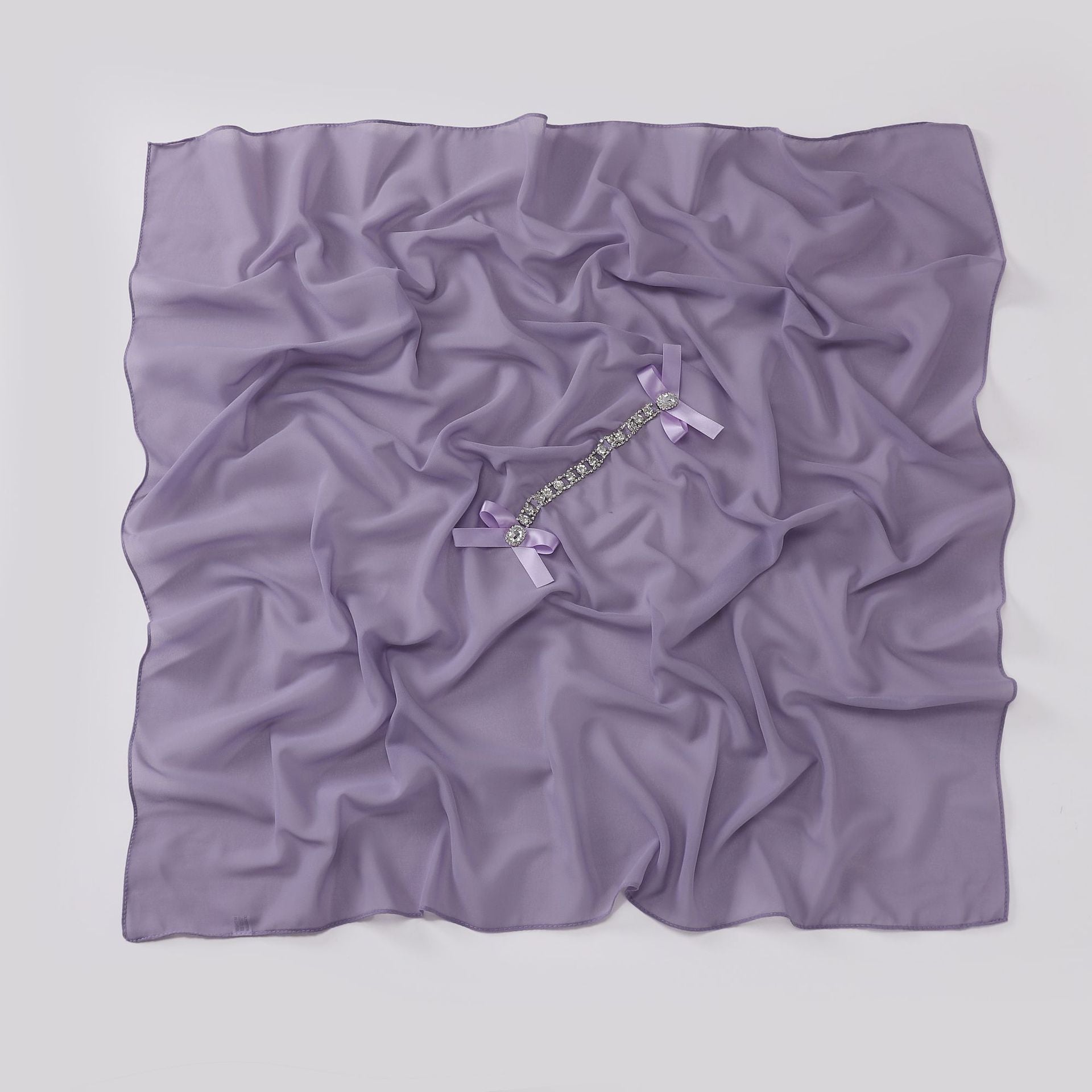 New pearl chiffon high-quality rhinestone bow square scarf headscarf