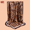 2025 new 90cm-satin sketch leopard print versatile printed square scarf with sunscreen, bag head silk scarf decoration, scarf