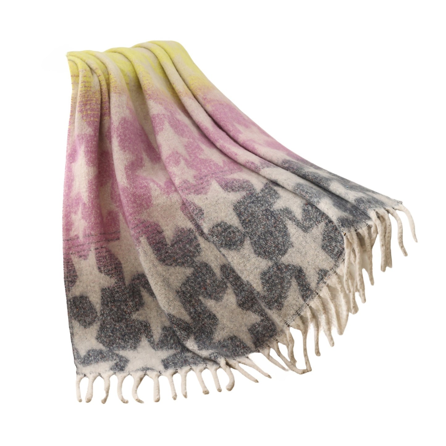 Blanket new European and American autumn and winter imitation mohair thickened large shawl jacquard star blanket