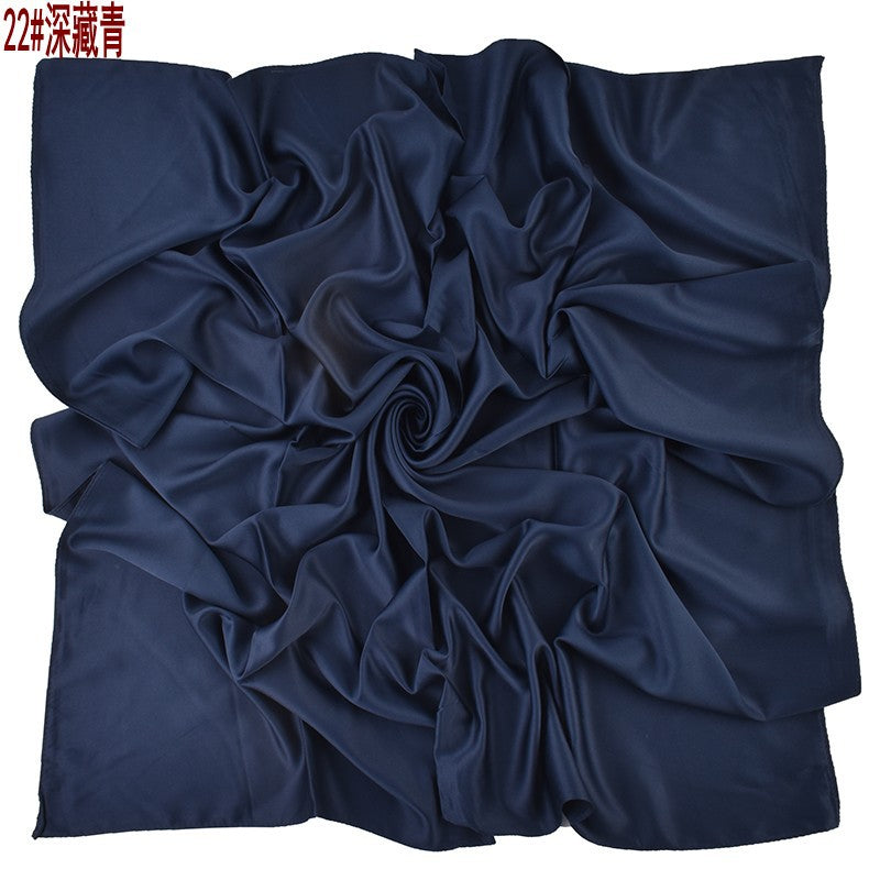 Autumn and winter new Malaysian imitation silk matte satin monochrome solid color 90 plain simple square towel batch