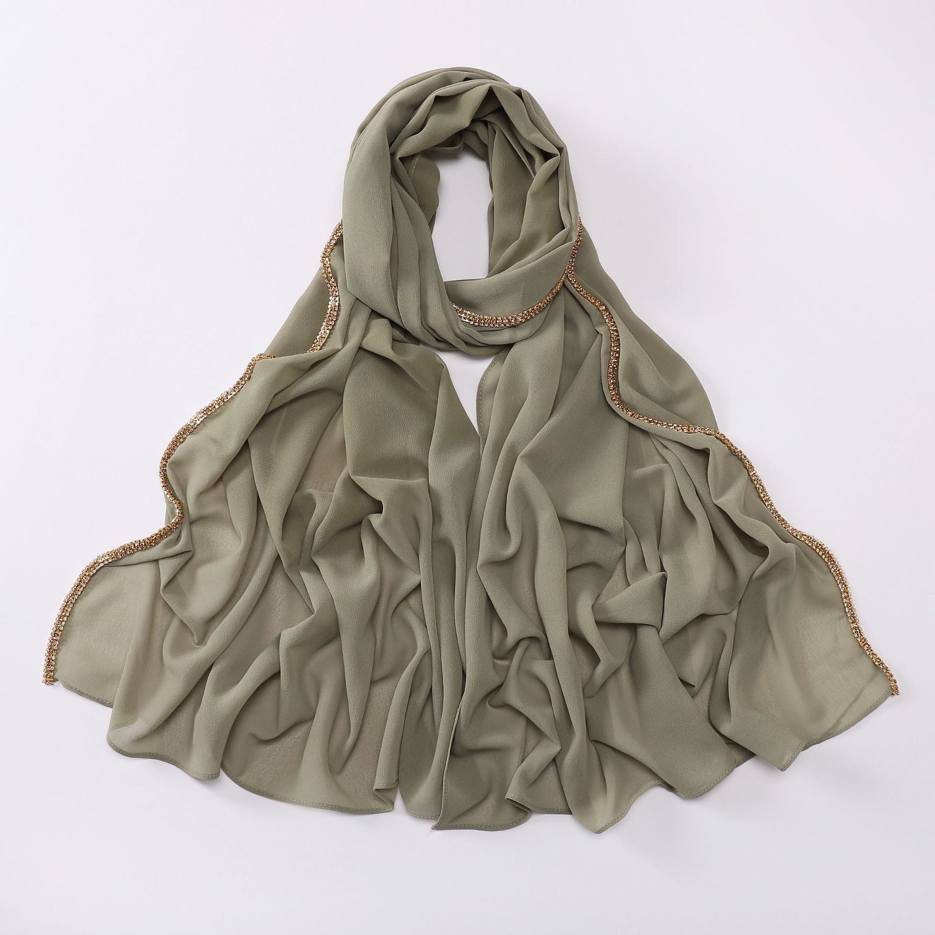 New copper bottom bright diamond chiffon scarf yarn Middle East Africa headscarf Malay headscarf