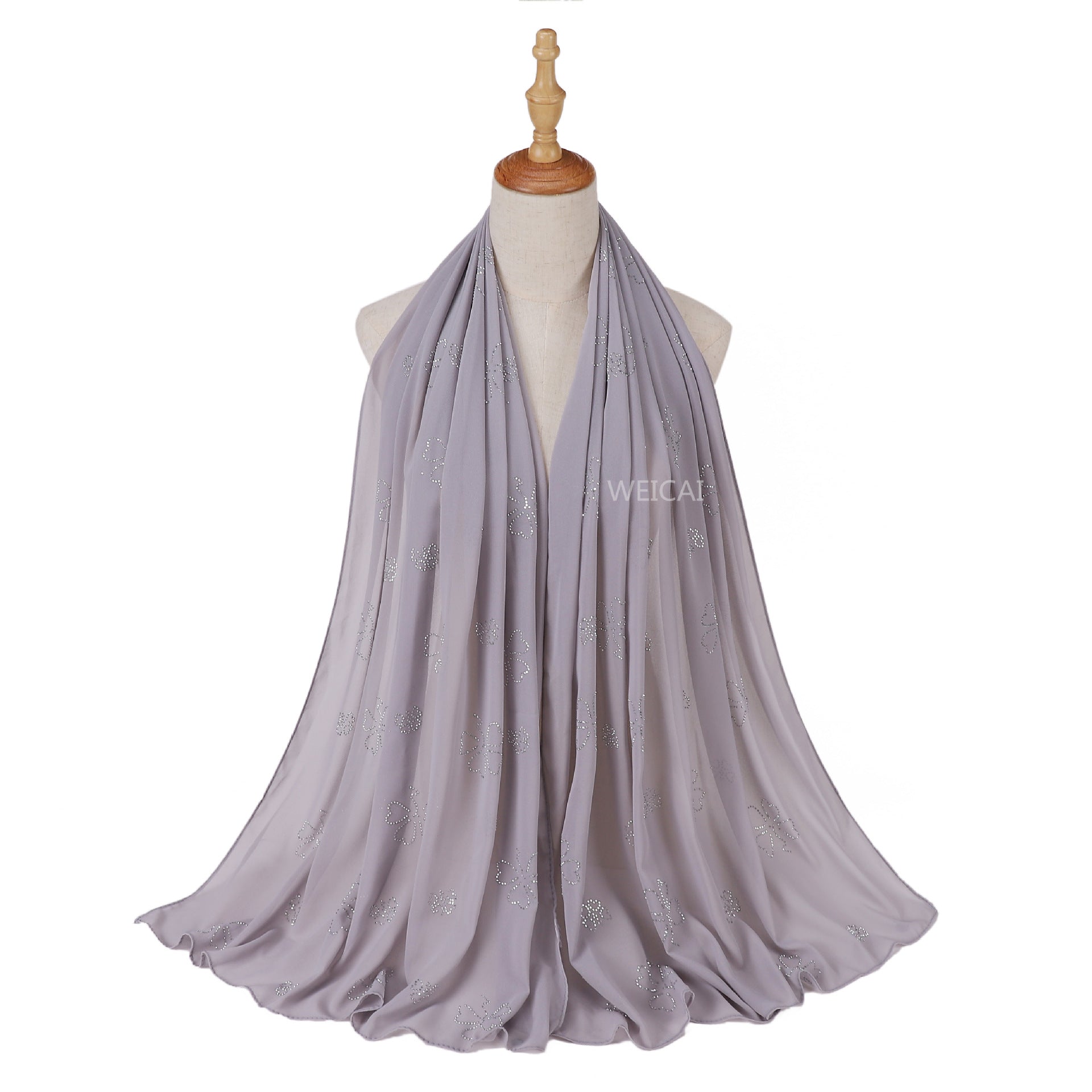 Flower Diamond solid color pearl chiffon scarf Middle East headscarf