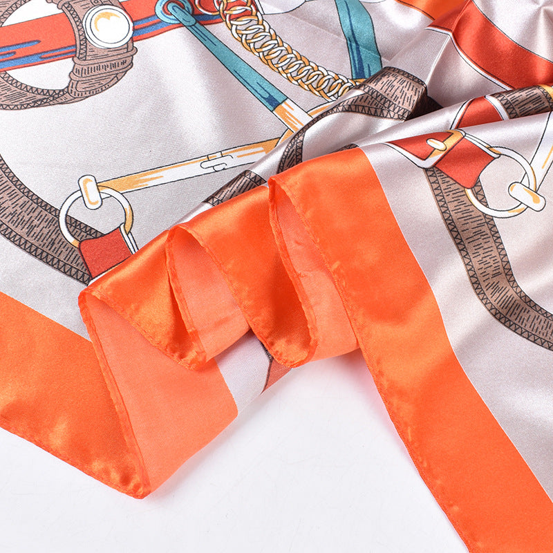 New fashionable ring chain buckle pattern printing high-quality 90 * 90 color square towel