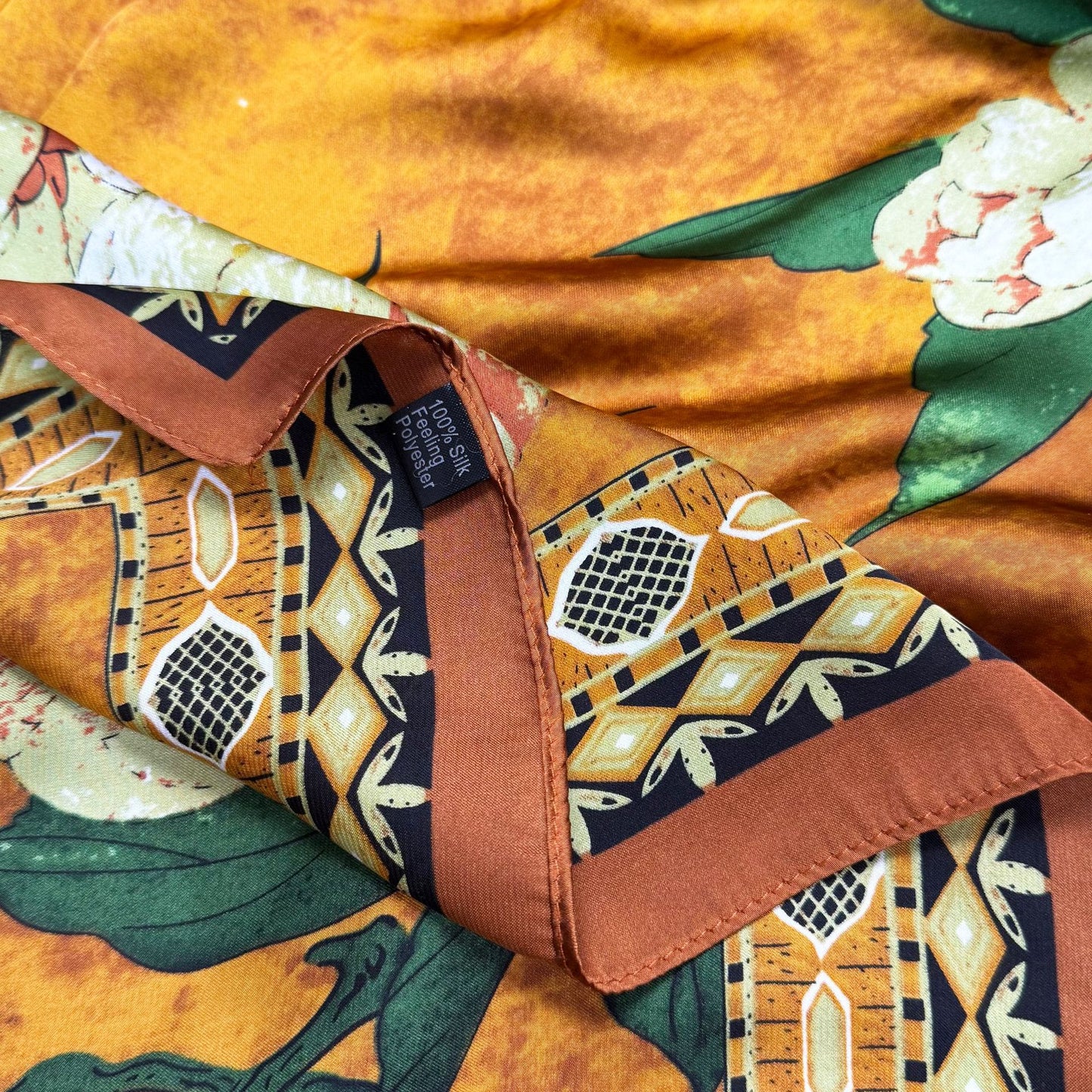 Literary retro fashion versatile brocade long printed silk scarf, simple and elegant temperament women's vacation shawl