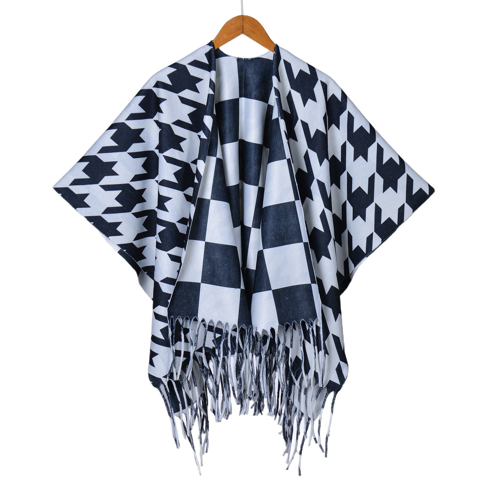 New ethnic style ink double-sided thickened shawl with women's autumn and winter retro high-end photo shawl large cape