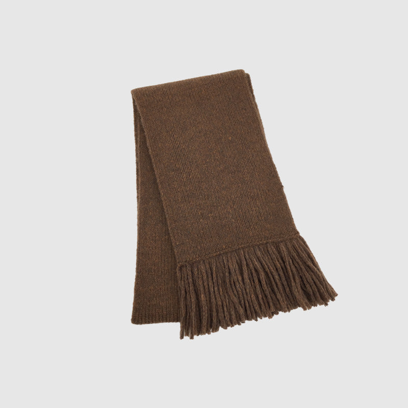 Korean designer hand-woven fringed 12-color solid-color knitted scarf women's winter atmosphere soft waxy scarf