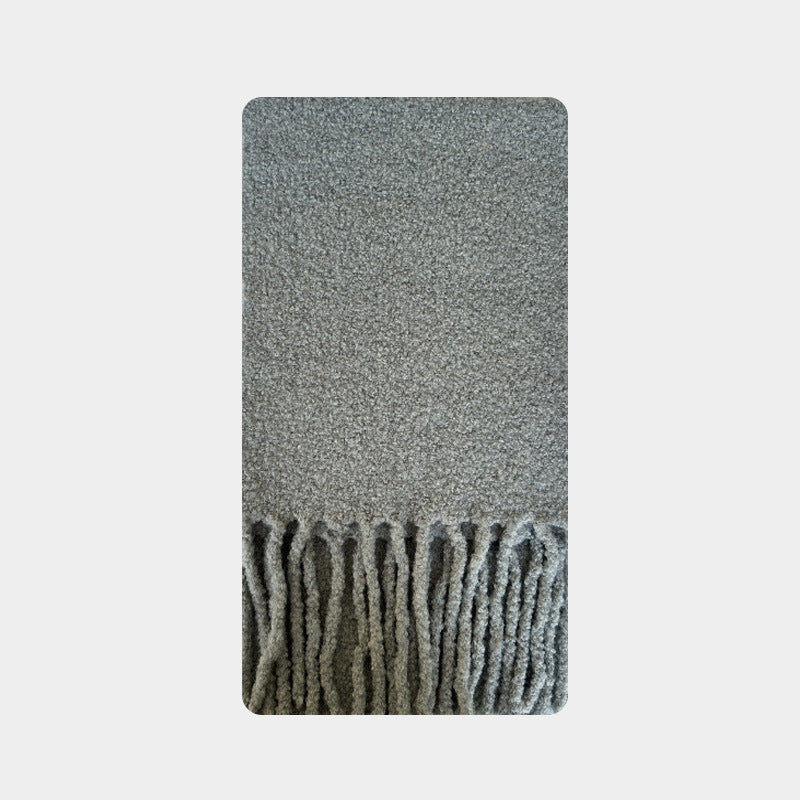 Korean designer 50% selection wool circle solid color fringed scarf women's winter atmosphere soft scarf