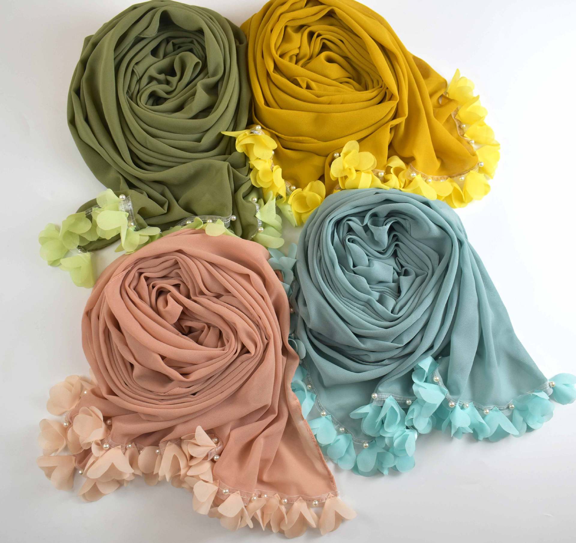 New pearl chiffon flower lace bead scarf  scarf Middle East headscarf, Malay hijab