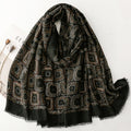 Retro ethnic Viscose cotton and linen feel scarf fireworks kaleidoscope geometric ladies shawl women