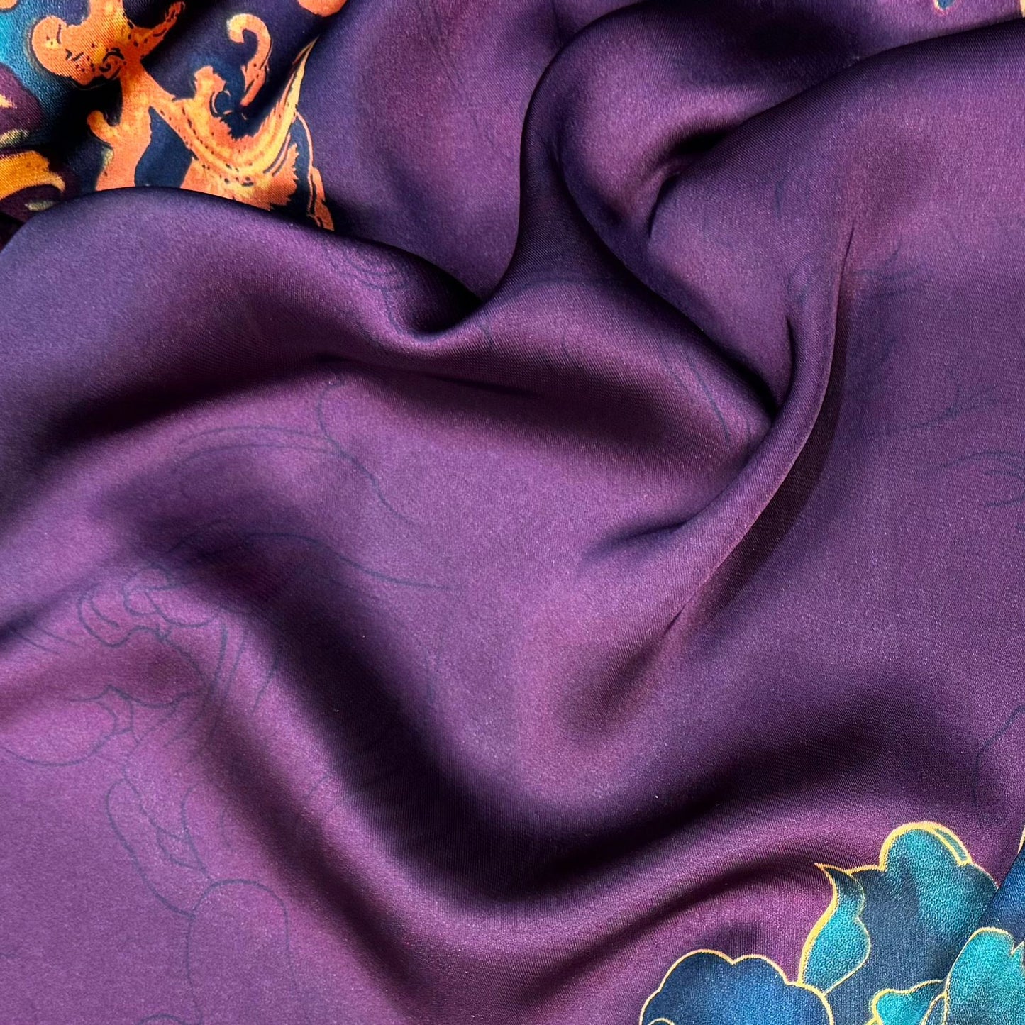 Retro intellectual national style simulation silk long silk scarf, mother's gift scarf, air-conditioned room decoration outside shawl