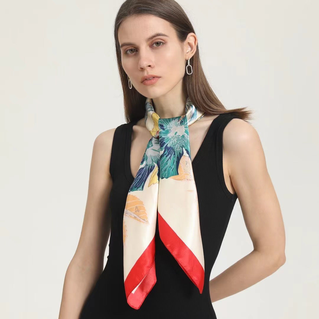 Indonesian, Malay women's head scarf, imitation silk and satin 90cm large square scarf, outer scarf