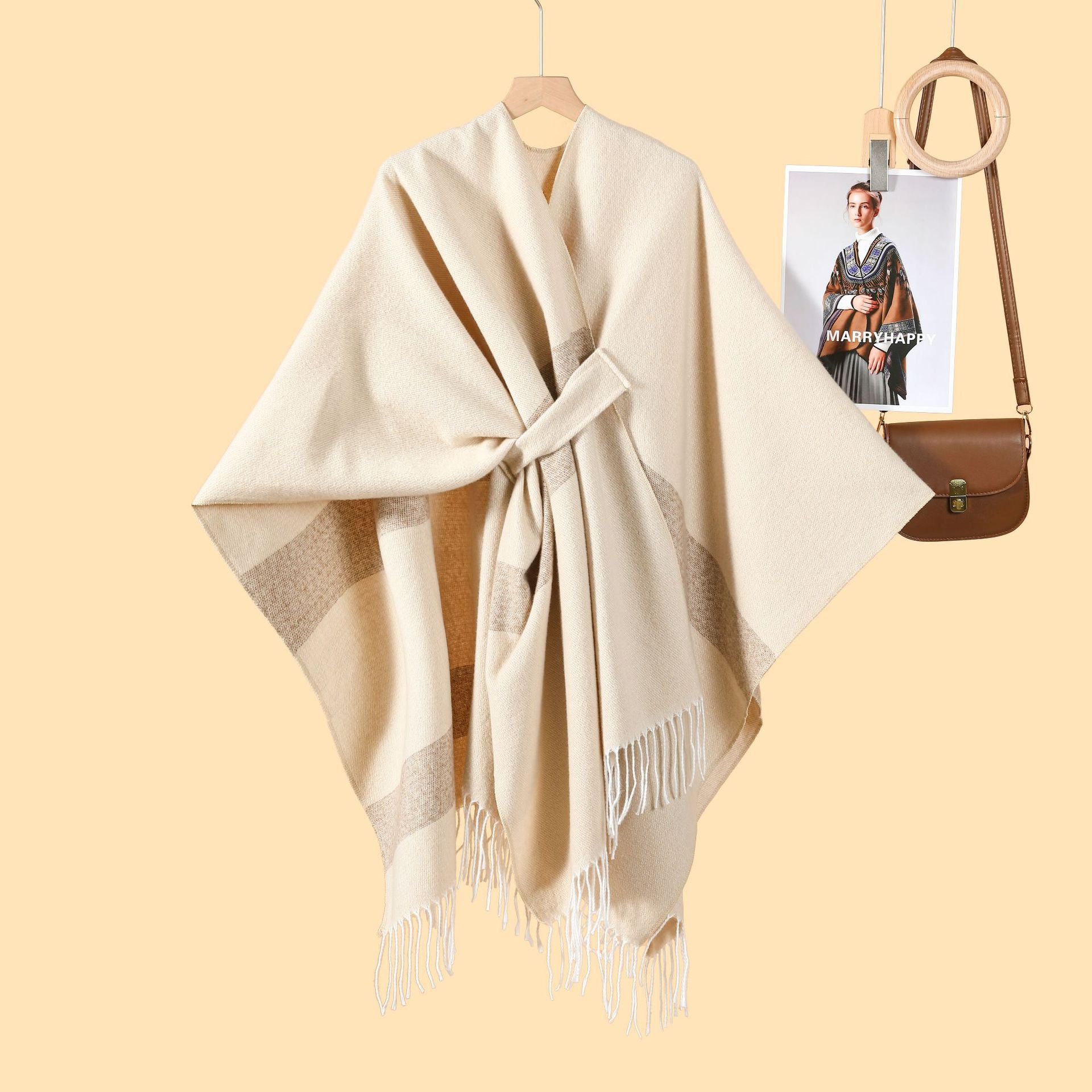 Ladies Shawl Atmosphere Warm Cloak Cloak Simple Straps