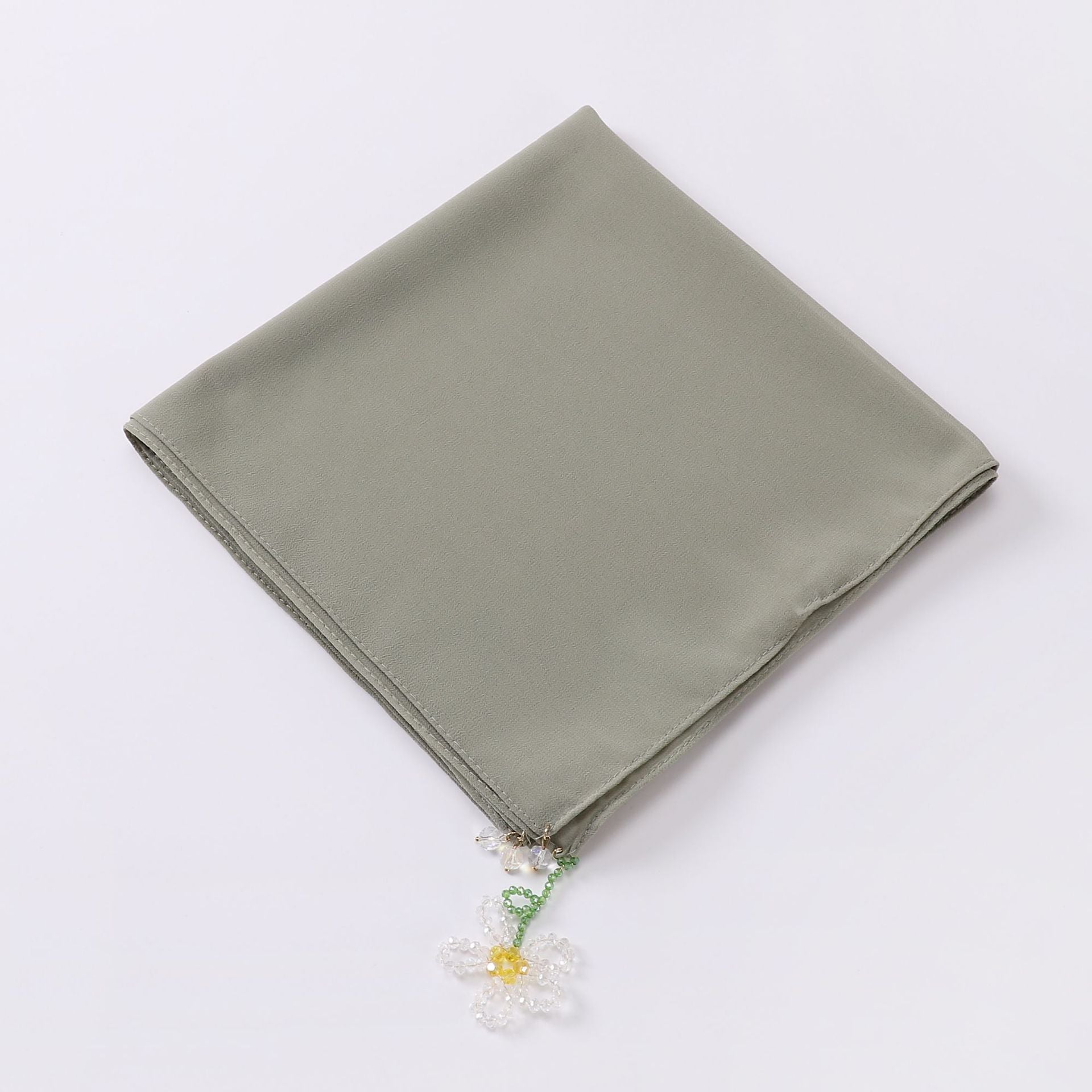 crystal flower pendant Hijab pearl chiffon square scarf 90 * 90cm headscarf