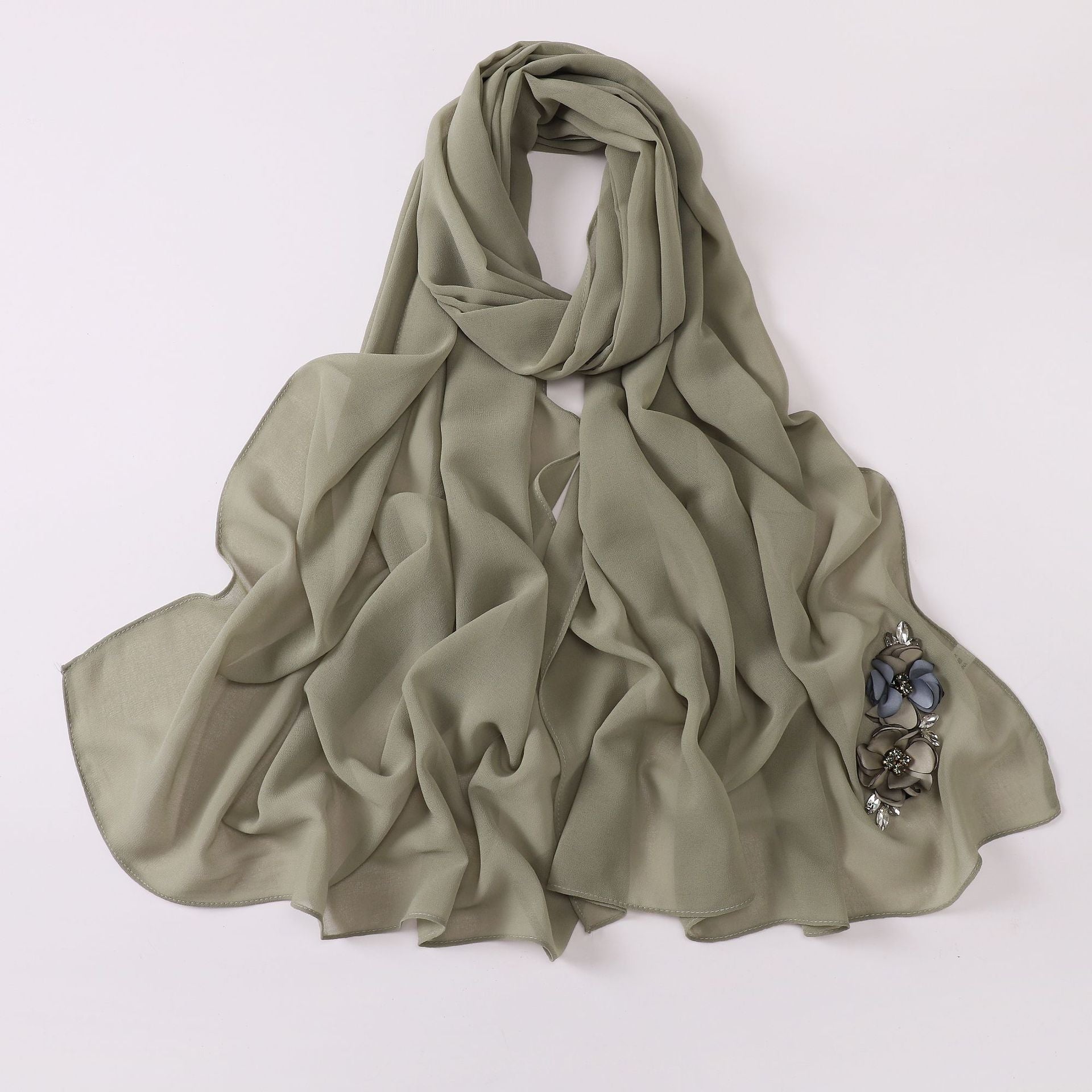 New pearl chiffon flower headscarf hijab Malaysia Hijab Shawls