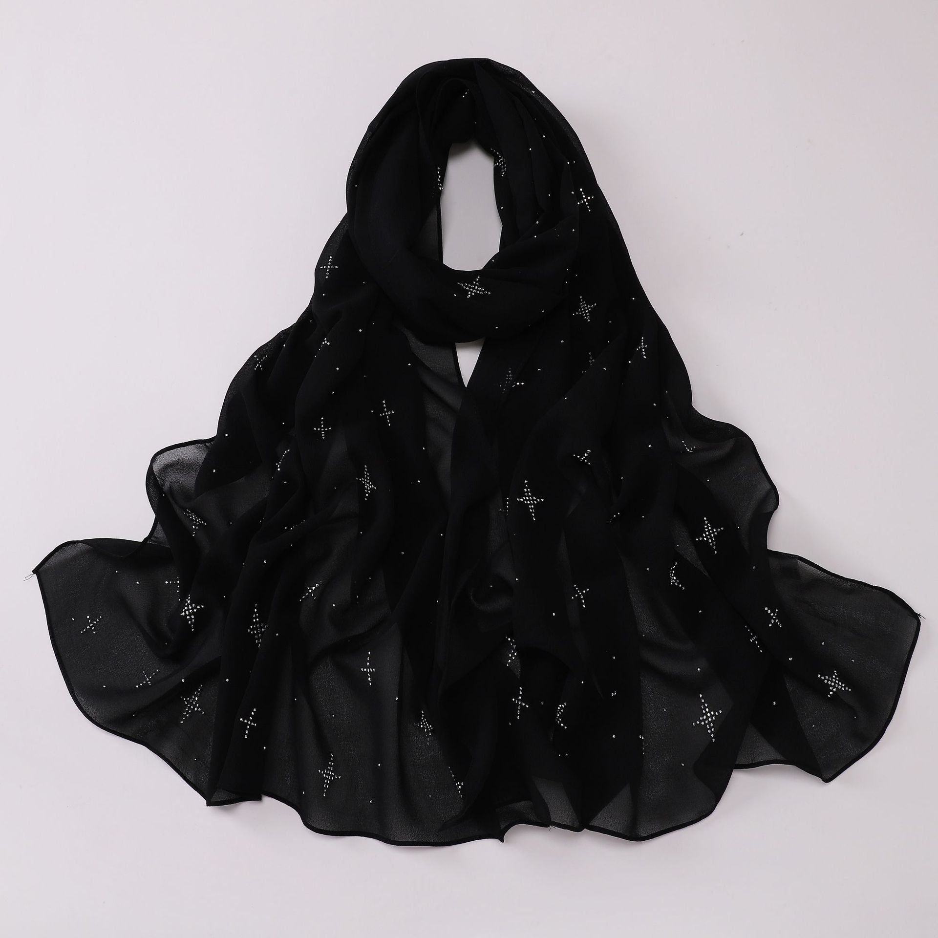 New Pearl Chiffon Sky Star Hot Diamond Middle East and Africa Headscarf Hijab