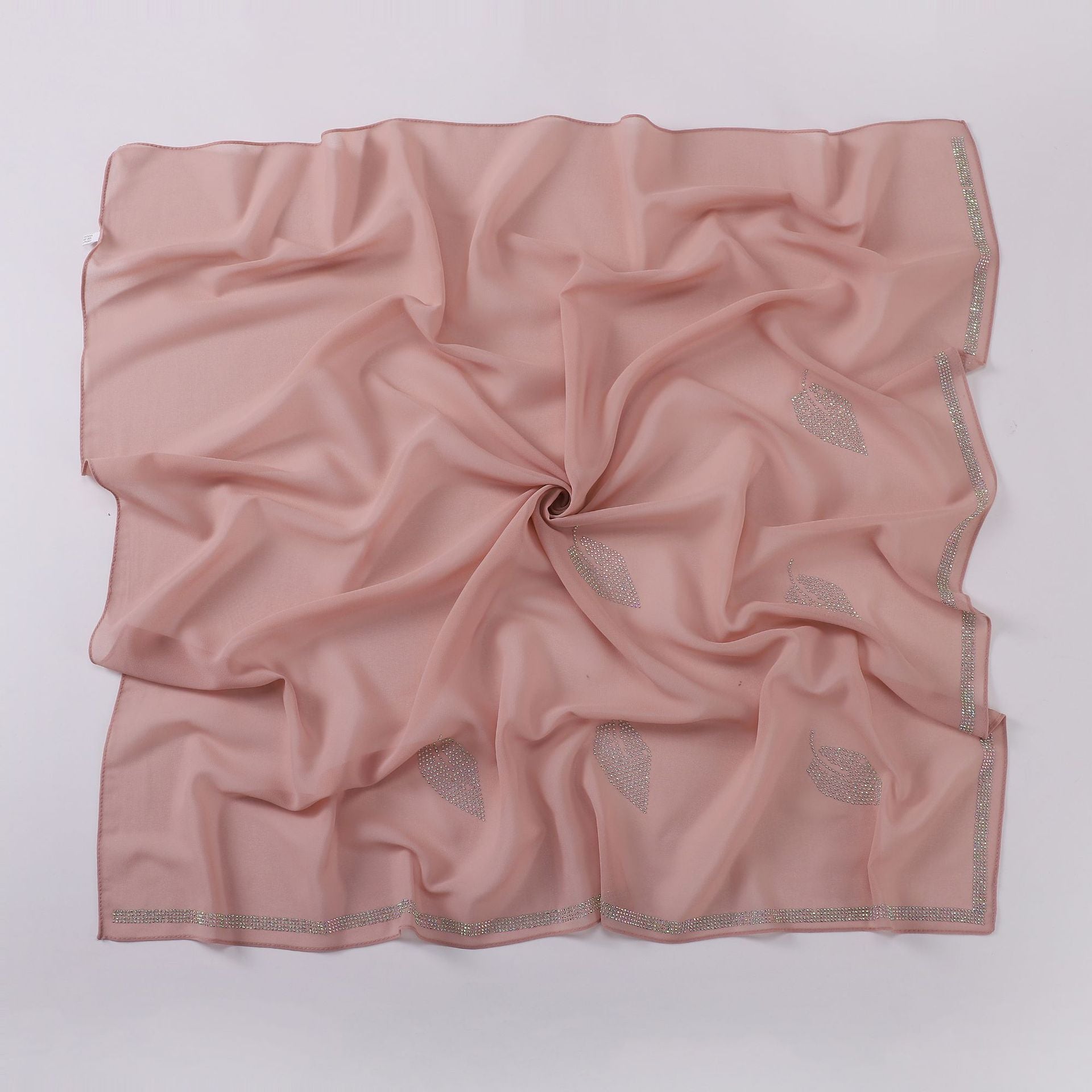 New Pearl Chiffon High Quality Middle East Hot Diamond Square Scarf 90 × 90cm Headscarf