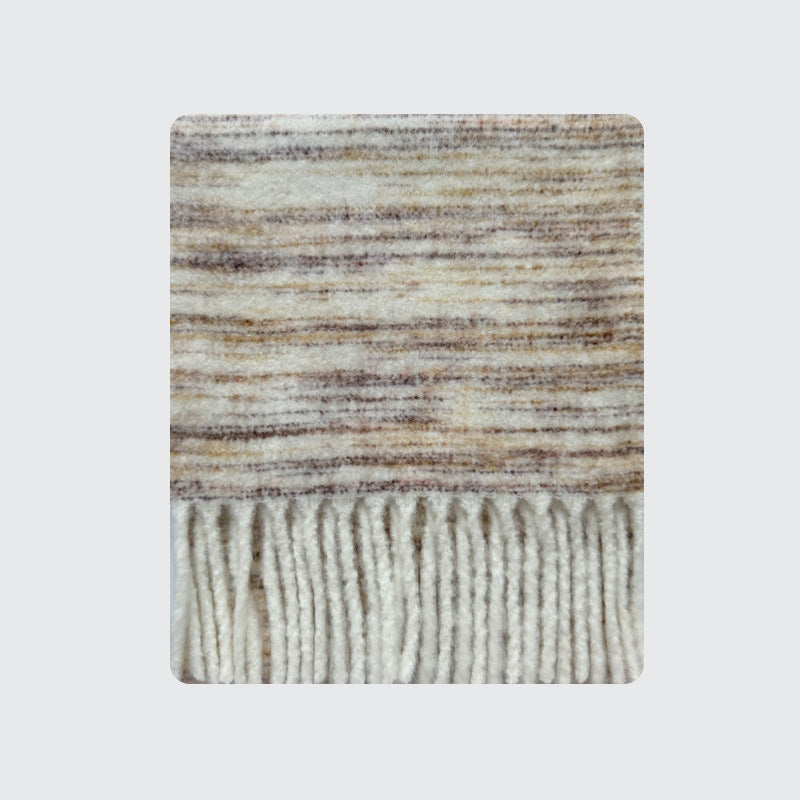 Scarf containing wool gradual change women's winter niche segment dye soft Korean brushed soft fringed wool scarf