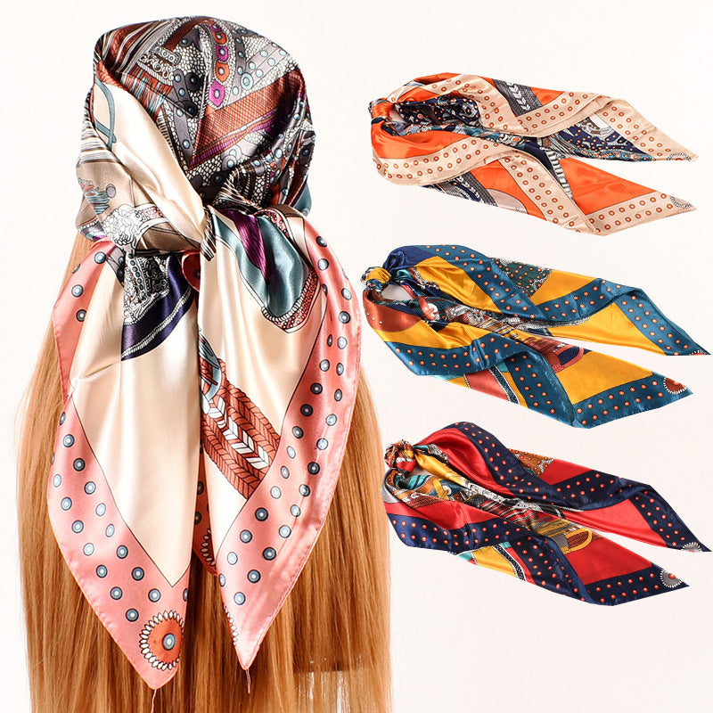 Autumn and winter new street 90 * 90 fashion satin square scarf, silk scarf, scarf, shawl