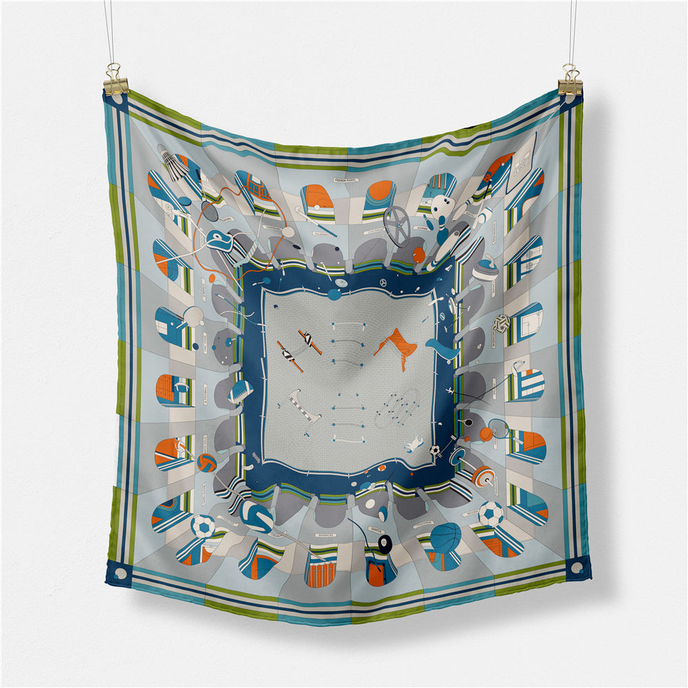 Simple, fashionable and versatile, geometric line printed scarf 53cm small square scarf, women's headband, wristband