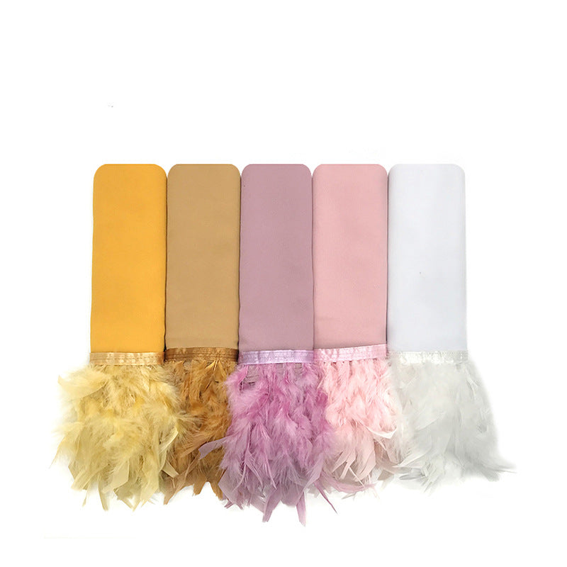 New Pearl Chiffon Feather Bag Head Scarf Malaysia Indonesia Gauze Ostrich Hair Scarf