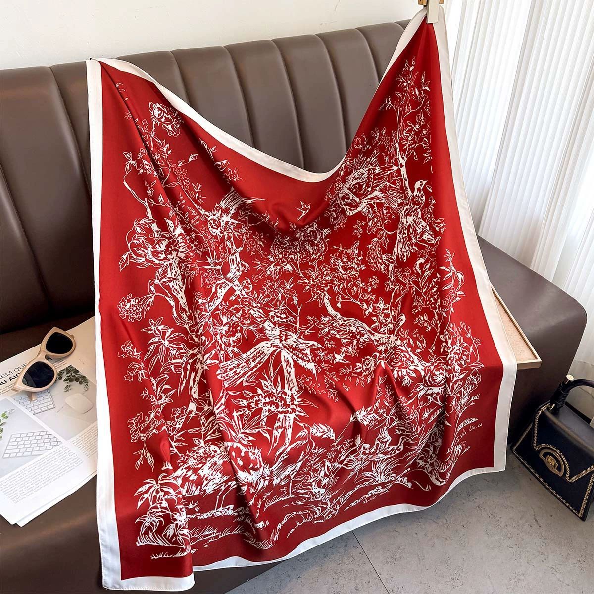 Summer Korean version of simple striped scarf twill square scarf 90cm fashionable versatile sunscreen shawl headscarf women