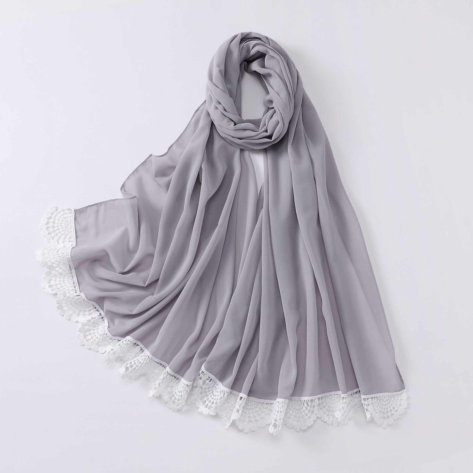 New solid color pearl chiffon lace scarf Middle Eastern headscarf  scarf Malaysia