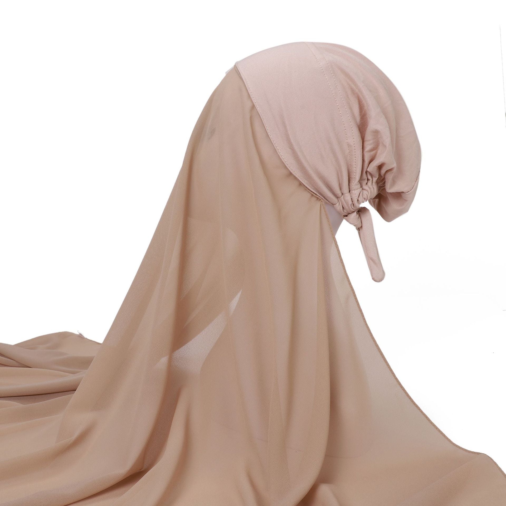 Pearl chiffon bottoming hat set, scarf, milk silk comfortable pullover hat, lazy headscarf.