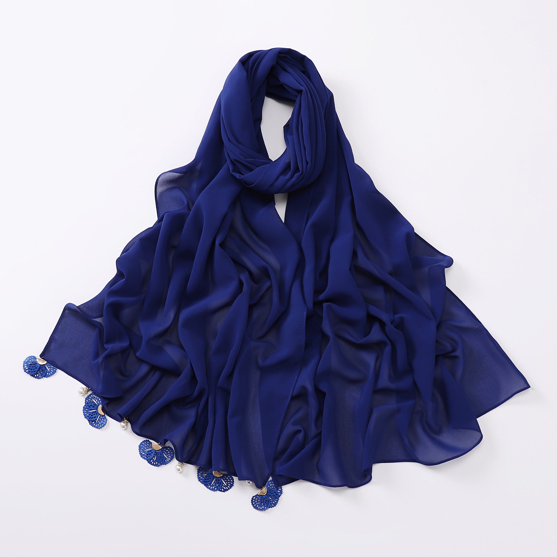 Hot-selling new solid-color chiffon scarf, thin flower hollow monochrome sunscreen shawl fashion headscarf women