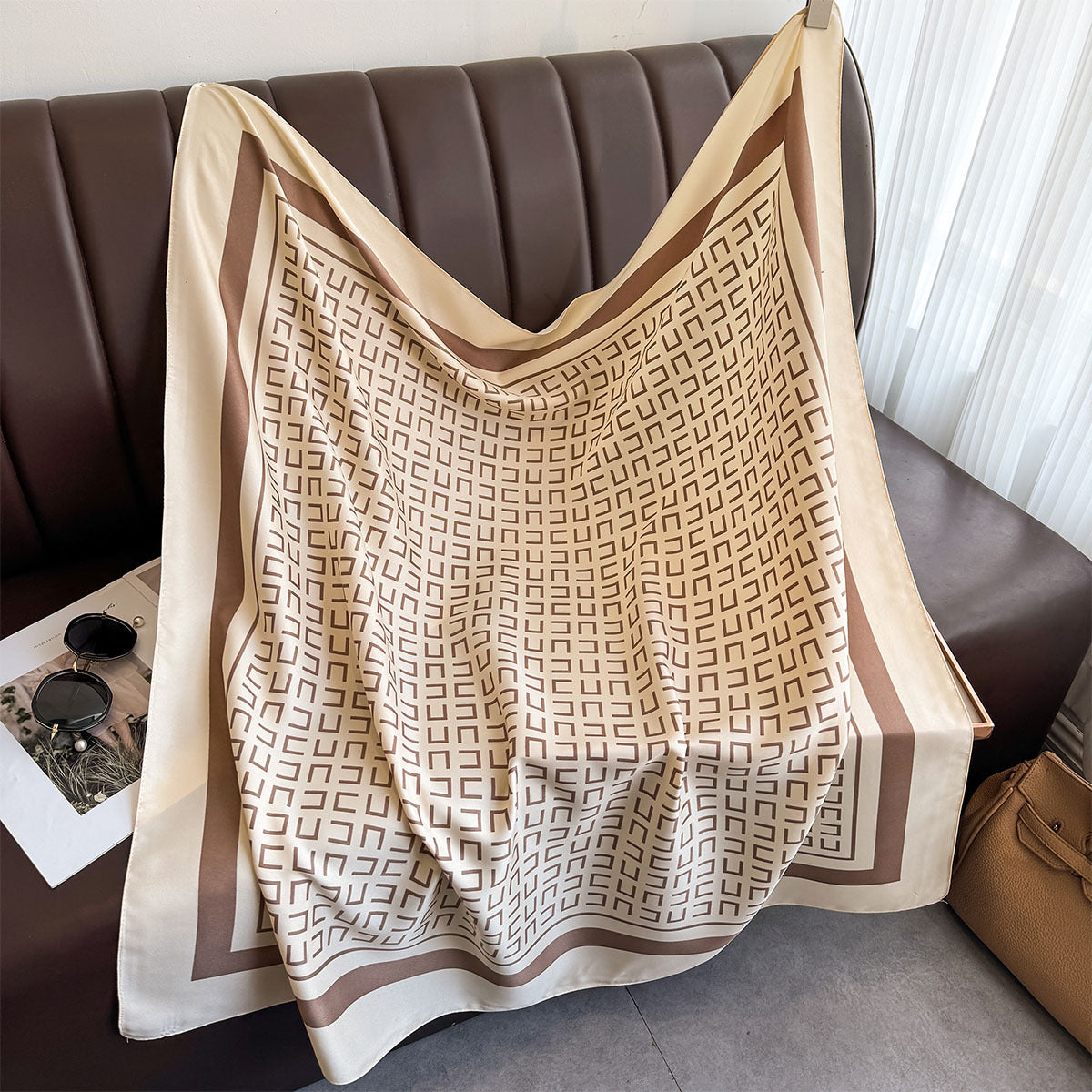 Spring and summer simple twill square scarf temperament commuter scarf decoration fashion shawl neck protection scarf sunshade headscarf women