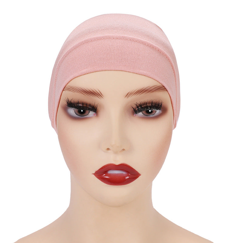 Modal monochrome tube hat bottoming cap, high elastic mercerized cotton women's Arabian scarf cap