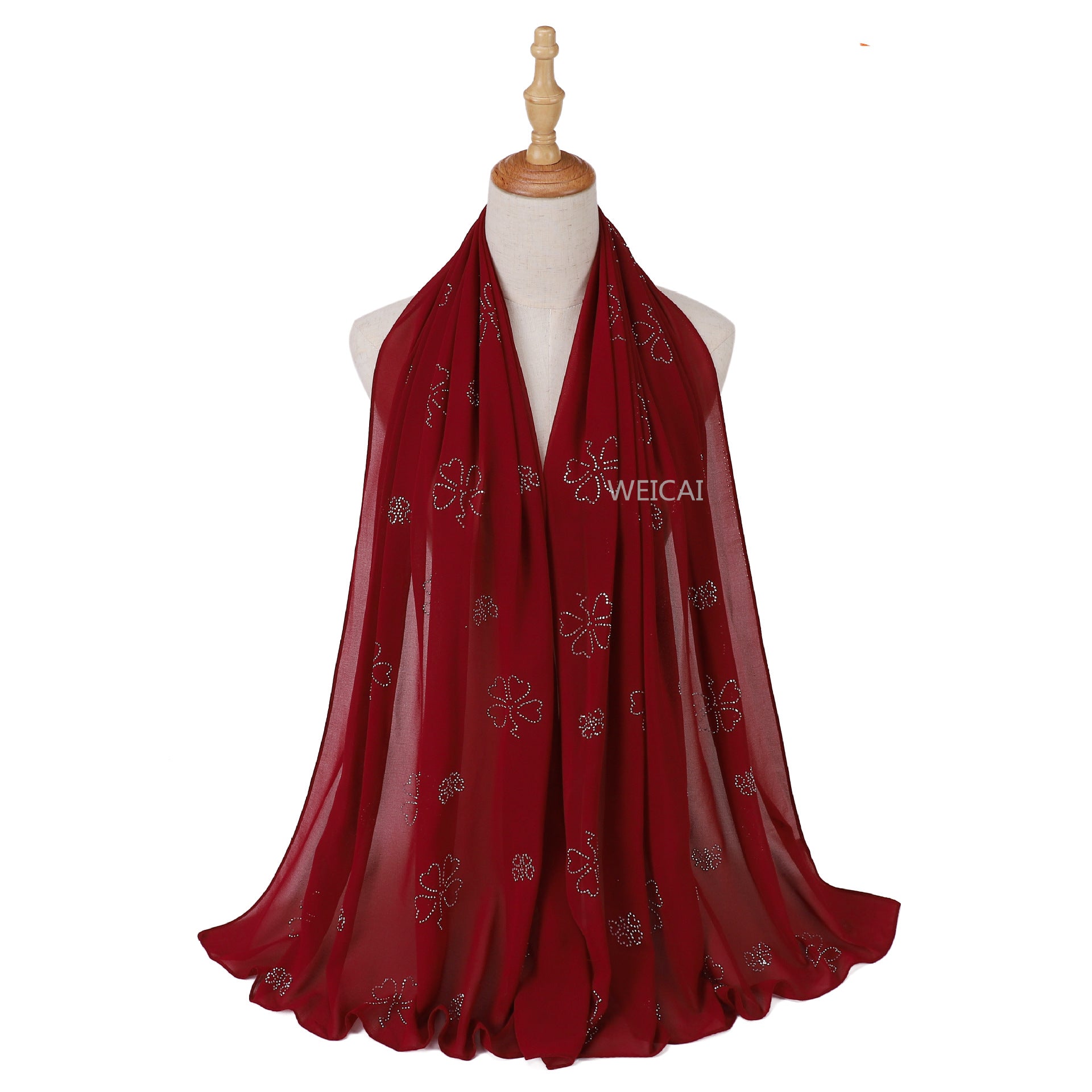 Flower Diamond solid color pearl chiffon scarf Middle East headscarf