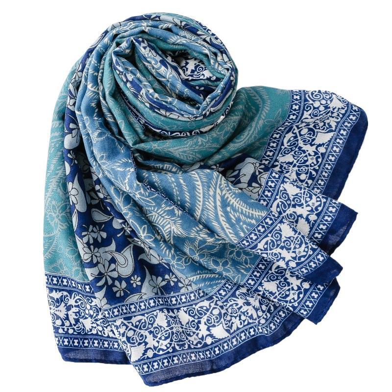 Scarf Fashion Cashew Paisley Printed Silk Scarf Long Travel Holiday Shawl Women