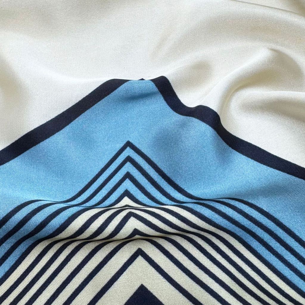 Simple and versatile geometric contrasting lines, bright brocade long silk scarf, intellectual fashion and elegance, women's outer shawl